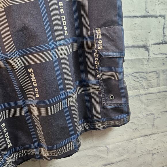 Big Dogs Swim Trunks Mens 3X Blue Dogs Beach Mesh Lined Elastic Waist Drawstring - Picture 3 of 5